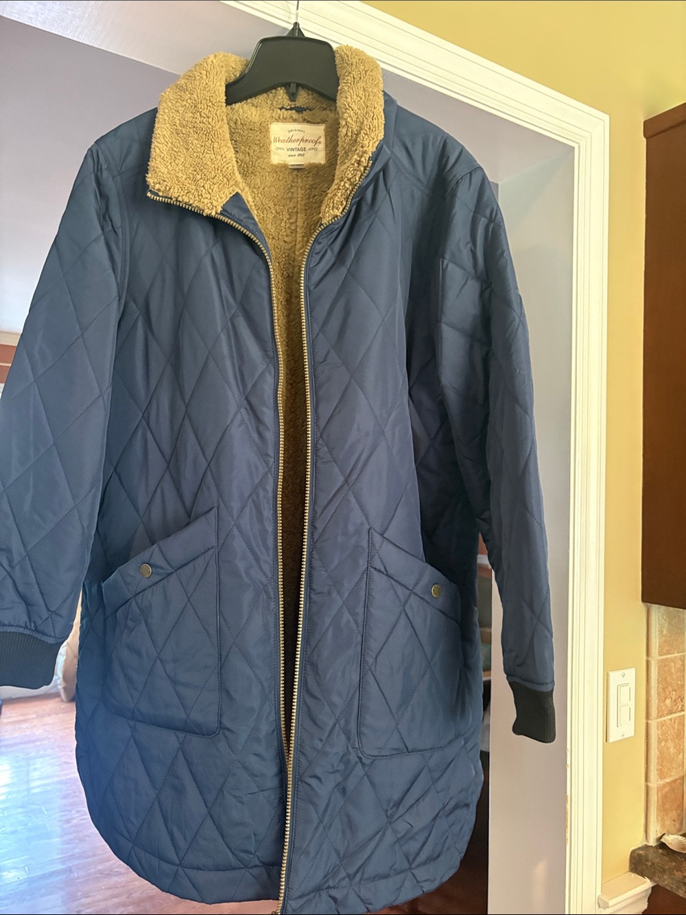 Weatherproof Vintage green quilted Sherpa lined Jacket blue M NEW